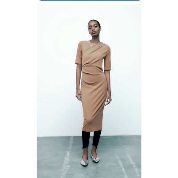 NWT Zara ZARA SIDE DRAPED DRESS  Size s - Picture 3 of 9
